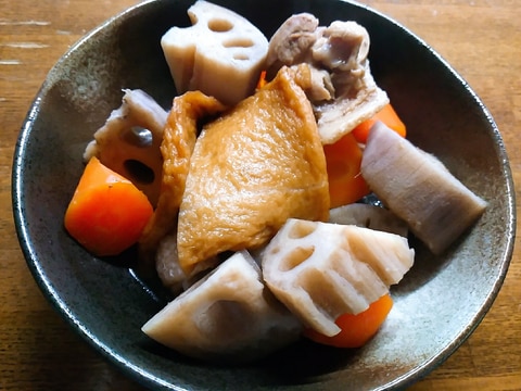 蓮根とさつま揚げと鶏肉の煮物